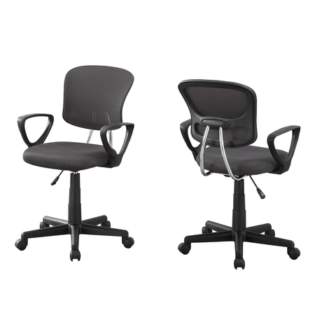 MONARCH SPECIALTIES Office Chair, Swivel, Ergonomic, Armrests, Computer Desk, Work, Juvenile, Metal, Grey I 7262